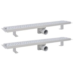 vidaXL Drain de douche linéaire 2 Pièces 730 x 140 mm Acier inoxydable