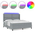 Lit à ressort vidaXL avec matelas et lumière LED Gris clair 180x200 cm Tissu