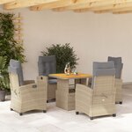 vidaXL Ensemble à manger de jardin avec coussins 5Pièces Beige poly rotin