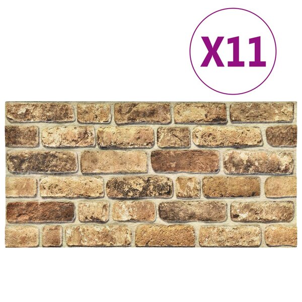 Vidaxl panneaux muraux 3d avec design de brique sable foncé 11 pcs eps