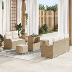 Set de Canapé de Jardin 8 Pièces avec Coussins Beige Poly Rattan Acacia