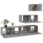 vidaXL Ensemble de meubles TV 4 Pièces Sonoma gris Bois d'ingénierie