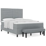 vidaXL Lit à ressort avec matelas et banc gris clair 140x200 cm tissu