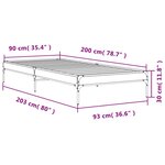 vidaXL Cadre de lit sonoma gris 90x200 cm bois d'ingénierie et métal