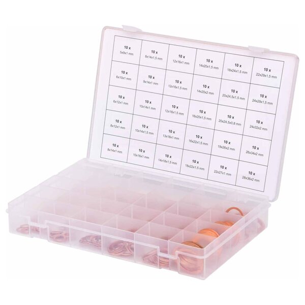 Ks tools assortiment de bagues d'étanchéité 300 pcs cuivre 5-28 mm