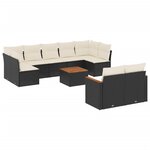 vidaXL Salon de jardin 10 Pièces avec coussins noir résine tressée