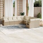 vidaXL Salon de jardin avec coussins 10 Pièces beige résine tressée