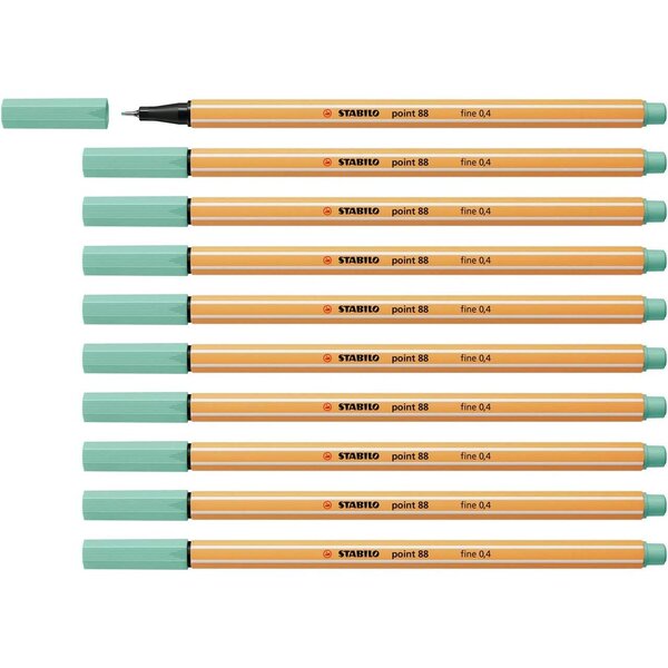 Stylo-feutre pointe fine point 88 - 0 4mm vert opaline x 10 stabilo
