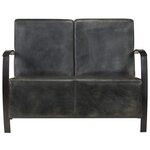 vidaXL Canapé à 2 places gris délavé cuir véritable