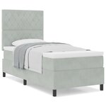 lit box spring vidaXL avec matelas gris clair 100x200 cm velours