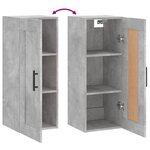 vidaXL Armoire murale gris béton 34 5x34x90 cm bois d'ingénierie