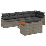 vidaXL Ensemble de Canapés de Jardin 9 Pièces avec Coussins Gris Rattan Acacia