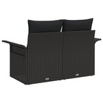 vidaXL Canapé de jardin 2 places avec coussins en poly rotin noir
