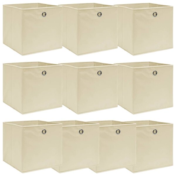 vidaXL Boîtes de rangement 10 Pièces Crème 32x32x32 cm Tissu