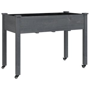 vidaXL Jardinière sur roues avec doublure gris 118x59x80 cm bois sapin