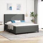 vidaXL Lit à ressort avec matelas et LED Gris foncé 180x200 cm Tissu