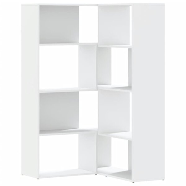 vidaXL Bibliothèque d'angle à 4 niveaux blanc bois d'ingénierie