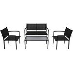 Salon de jardin meuble d'extérieur ensemble de mobilier 4 pièces textilène noir 02_0016280