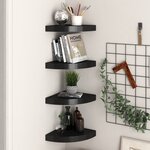 vidaXL Étagères d'angle flottantes 4 Pièces noir 25x25x3 8 cm MDF