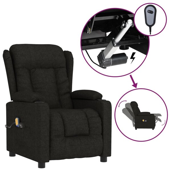 vidaXL Fauteuil électrique de massage Noir Tissu