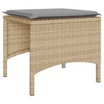 vidaXL Canapé de jardin 2 places avec table et tabourets beige rotin