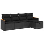 vidaXL Salon de jardin 5 Pièces avec coussins noir résine tressée