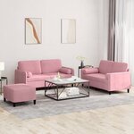 vidaXL Ensemble de canapés 3 Pièces avec coussins rose velours