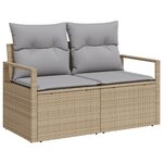 Ensemble de canapés de jardin 10 pièces avec coussins beige en rattan poly