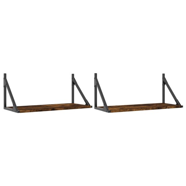 vidaXL Étagères murales 2Pièces chêne fumé 60x25x25 5cm bois d'ingénierie