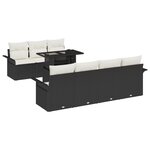 vidaXL Ensemble de Canapés de Jardin 8 Pièces avec Coussins Rattan Poly Noir