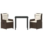 vidaXL Ensemble de Salle à Manger de Jardin 3 Pièces Marron Poly Rattan