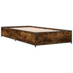 vidaXL Cadre de lit chêne fumé 75x190 cm bois d'ingénierie et métal