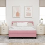 Lit à sommier tapissier avec matelas rose 160x200 cm en velours