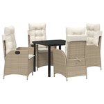 vidaXL Set de jardin de 5 pièces avec coussins Beige Poly Rattan