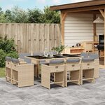 vidaXL Ensemble à manger de jardin et coussins 11 Pièces mélange beige