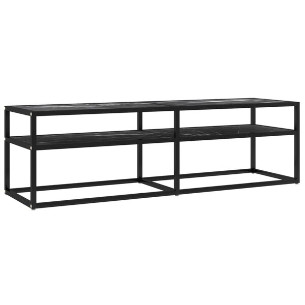 vidaXL Meuble TV marbre noir 140x40x40 5 cm verre trempé