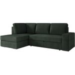 Canapé d'angle gauche convertible ARTEMIS 4 places - Velours côtelé vert foncé - 246 x 174 x 96 cm