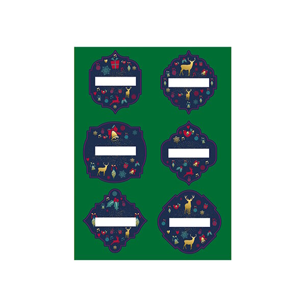 Planche 6 Étiquettes Adhésives Cadeaux Noël - Vert