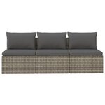 vidaXL Canapé de jardin 3 places avec coussins Gris Résine tressée
