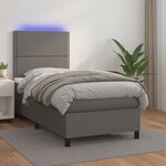 vidaXL Sommier à lattes de lit avec matelas et LED Gris 90x190 cm