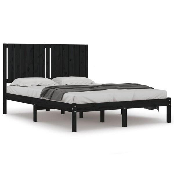 vidaXL Cadre de lit sans matelas noir 140x190 cm bois de pin massif