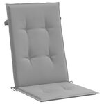 vidaXL Coussins de chaise de jardin à dossier haut lot de 2 gris tissu
