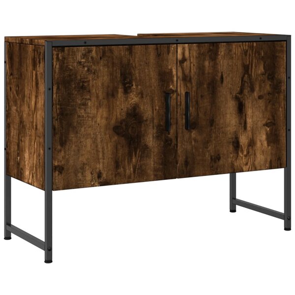 vidaXL Armoire lavabo de salle de bain chêne fumé bois d'ingénierie