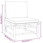 vidaXL Salon de jardin 3 Pièces avec coussins taupe bambou