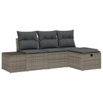vidaXL Canapé de Jardin 4 Pièces avec Coussins en Gris Poly Rattan