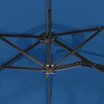 vidaXL Parasol de jardin à double tête avec LED bleu azuré 316x240 cm