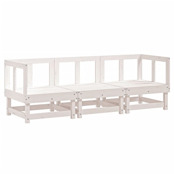 vidaXL Salon de jardin 3 Pièces blanc bois massif de pin