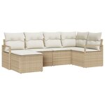 vidaXL Ensemble de Canapé de Jardin de 6 Pièces avec Coussins Beige Poly Rotin