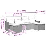 vidaXL Ensemble de Canapé de Jardin de 6 Pièces avec Coussins en Poly Rattan Gris