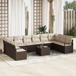 vidaXL Ensemble de canapé de jardin 10 pièces avec coussins en poly rattan gris